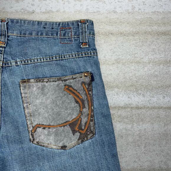 Vintage Skater Wide Leg Jeans Kani Medium Wash Baggy Denim Embroidered Y2K - Picture 3 of 4